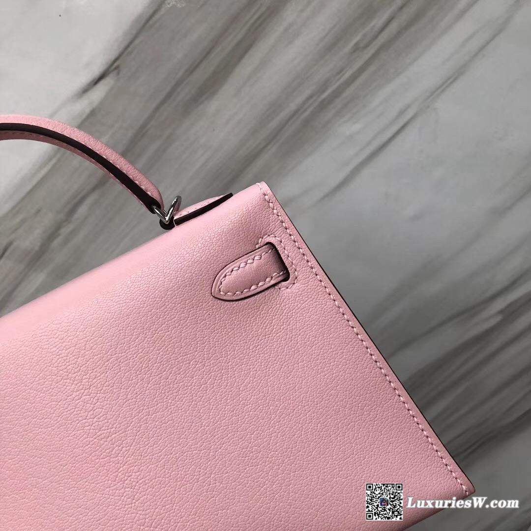 Hermes Mini Kelly II Price Chevre 山羊皮 3Q Rose Sakura 新櫻花粉 銀扣