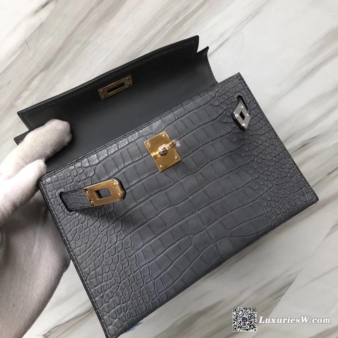 愛馬仕香港專賣店 Hermes Mini Kelly II Price M8慕斯灰 霧面方塊 美洲