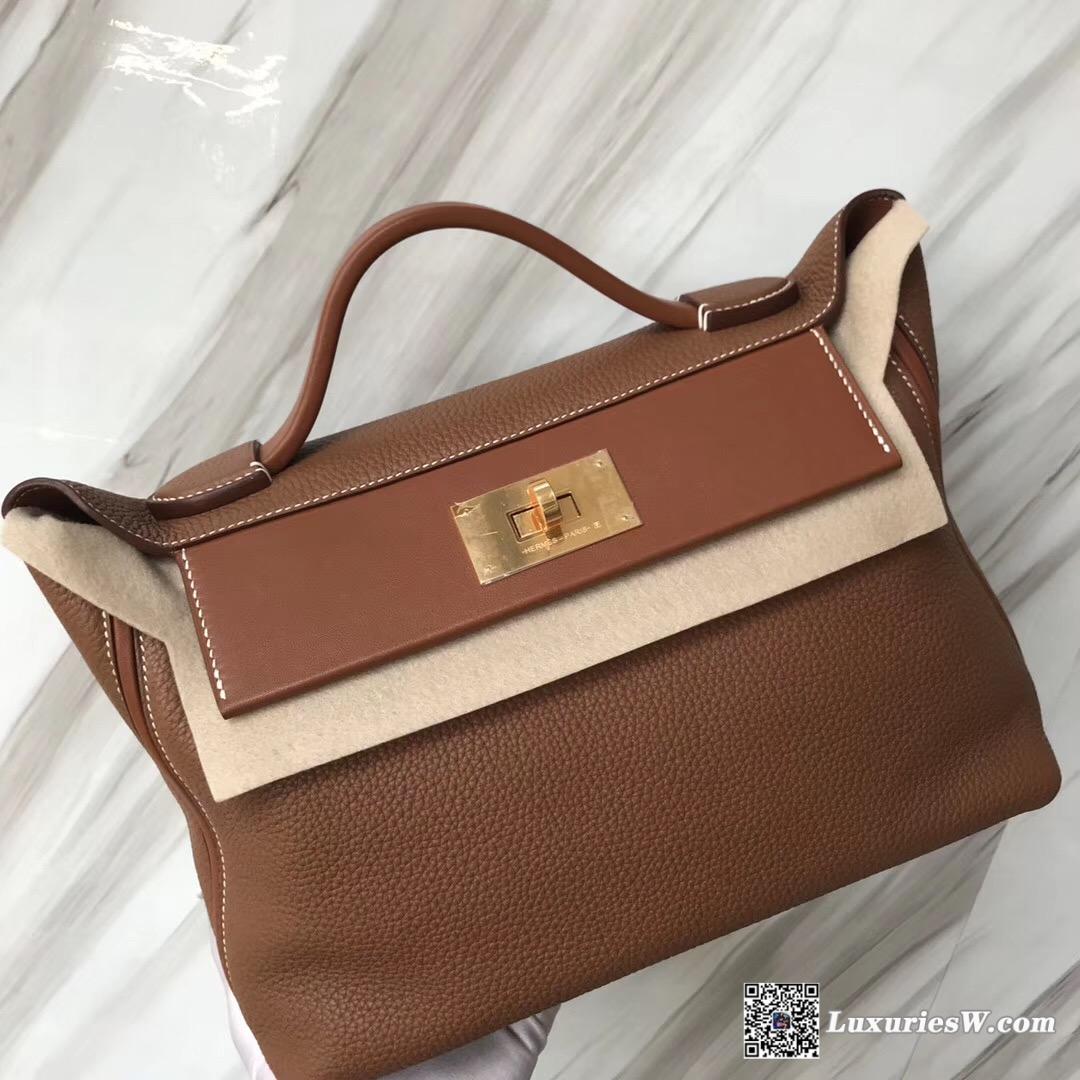 New Hermès Bag Kelly 24/24 29cm CK37 Gold 金棕色 Trench Maurice /Swift