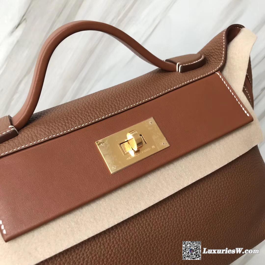 New Hermès Bag Kelly 24/24 29cm CK37 Gold 金棕色 Trench Maurice /Swift