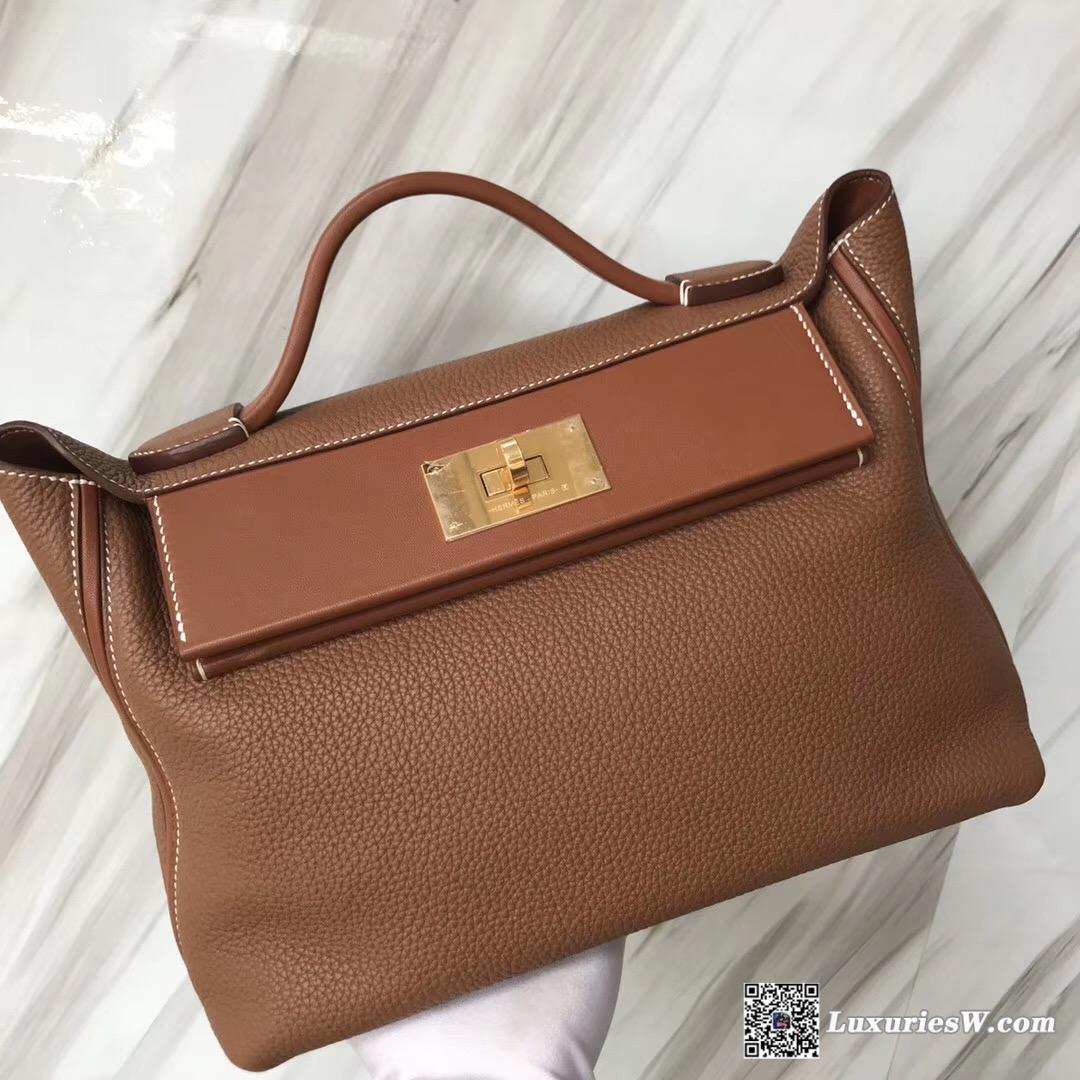 New Hermès Bag Kelly 24/24 29cm CK37 Gold 金棕色 Trench Maurice /Swift