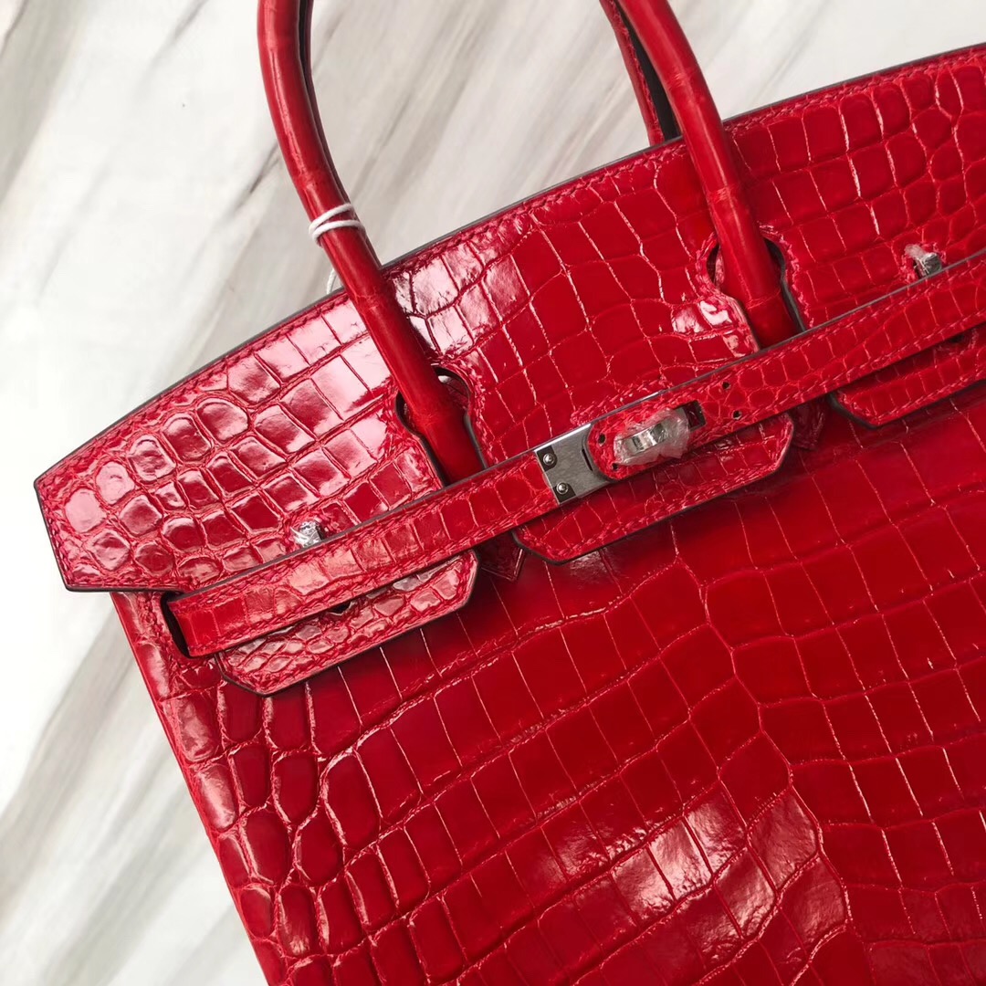 愛馬仕香港專賣店 Hermès Birkin 25cm CK95法拉利紅 Braise HCP亮面兩點 尼羅鱷