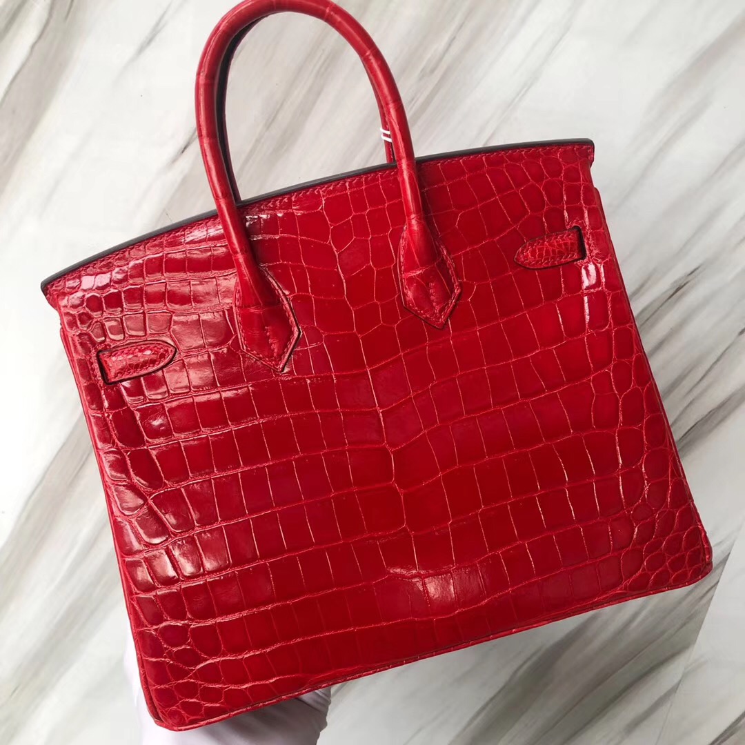 愛馬仕香港專賣店 Hermès Birkin 25cm CK95法拉利紅 Braise HCP亮面兩點 尼羅鱷