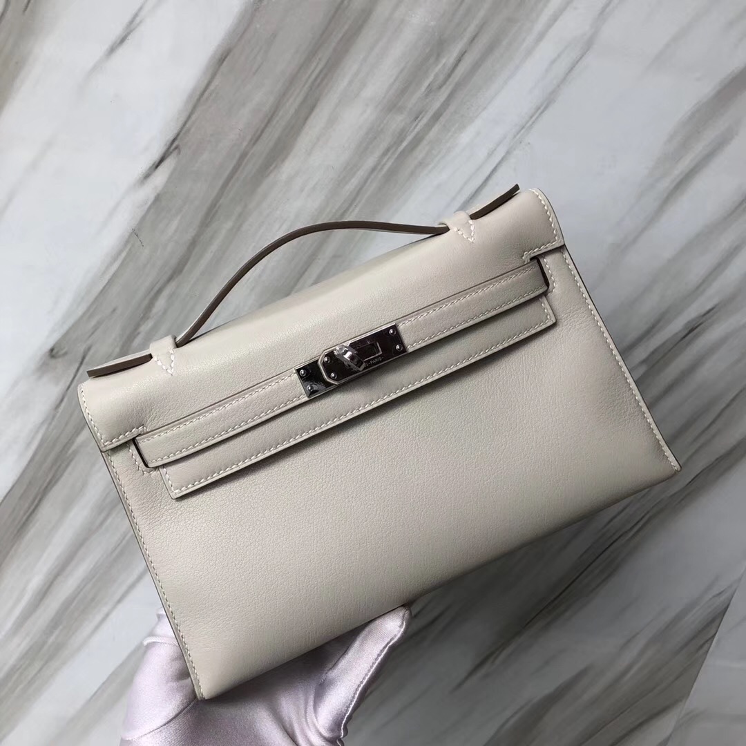 Hong Kong Hermès MiniKelly pochette CK80 Pearl Grey 珍珠灰 Swift calfskin