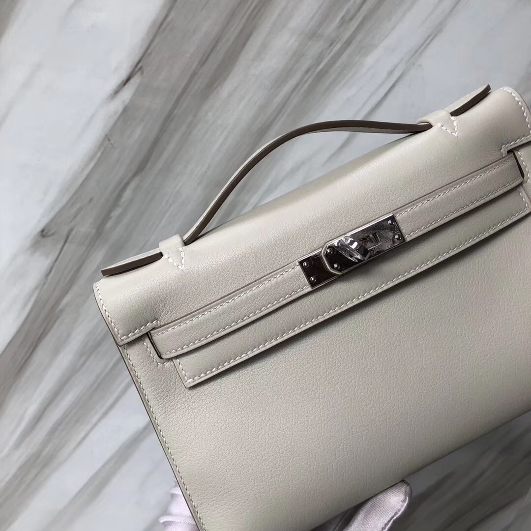 Hong Kong Hermès MiniKelly pochette CK80 Pearl Grey 珍珠灰 Swift calfskin