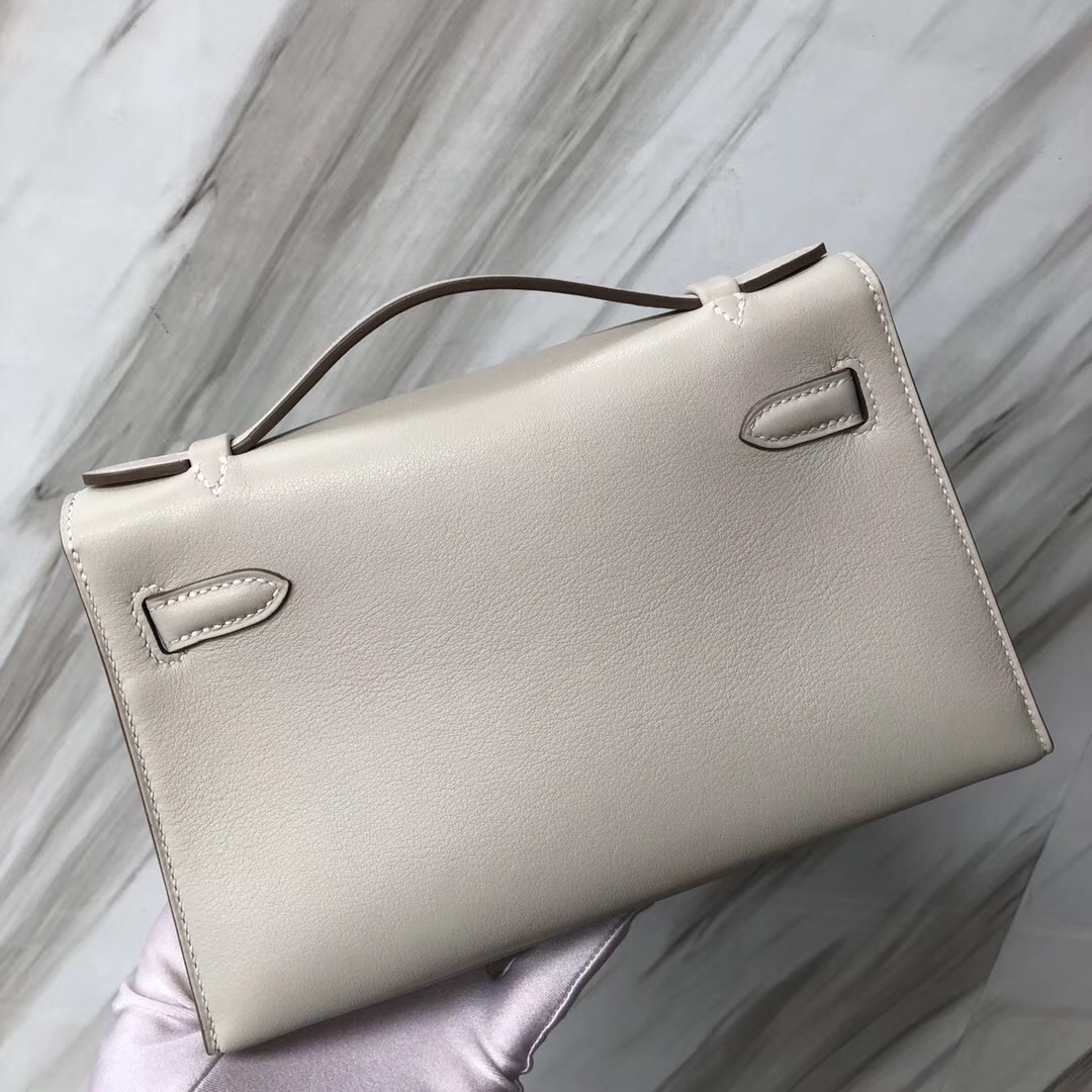 Hong Kong Hermès MiniKelly pochette CK80 Pearl Grey 珍珠灰 Swift calfskin