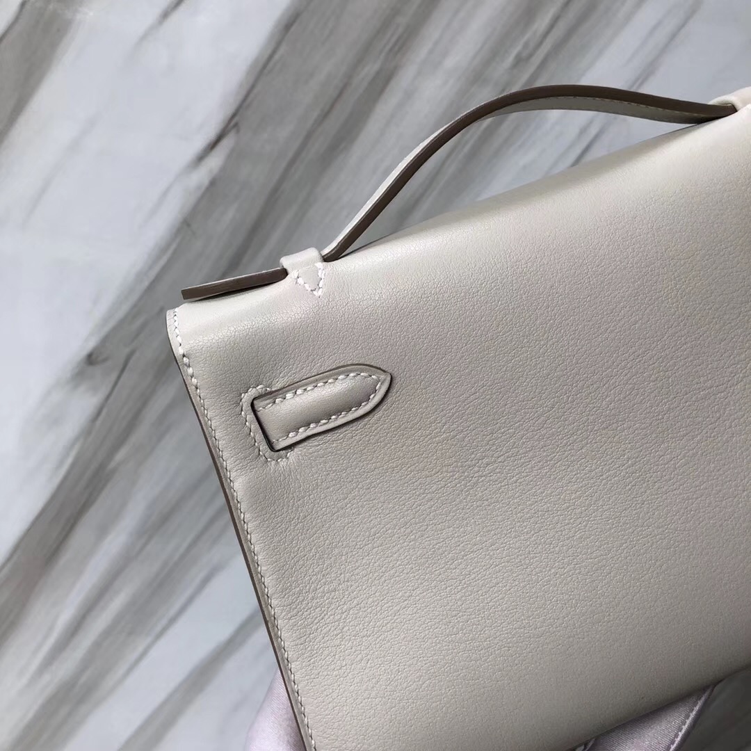 Hong Kong Hermès MiniKelly pochette CK80 Pearl Grey 珍珠灰 Swift calfskin