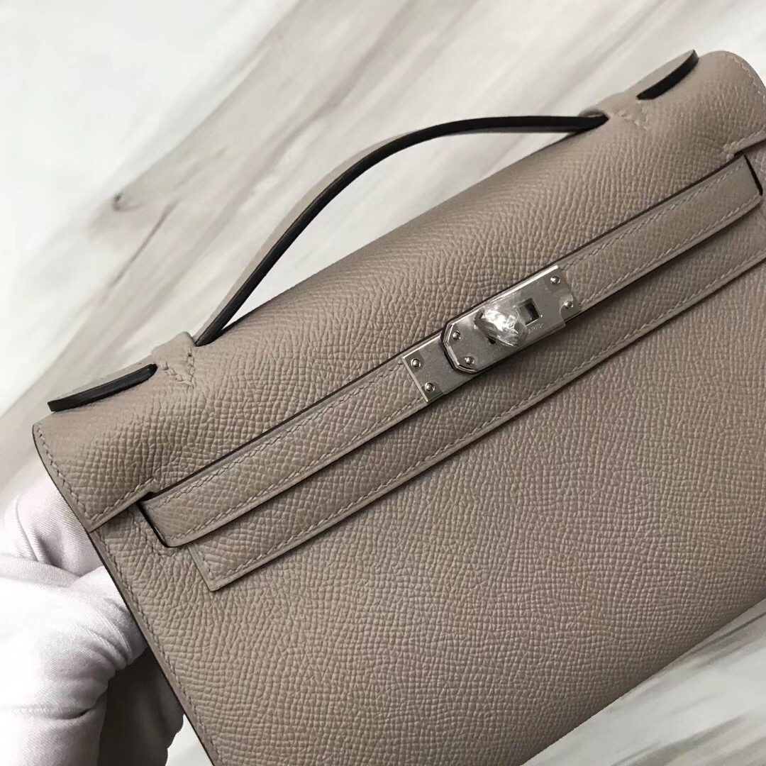 Hermès MiniKelly壹代 pochette Epsom M8沥青灰 Griss Asphalte