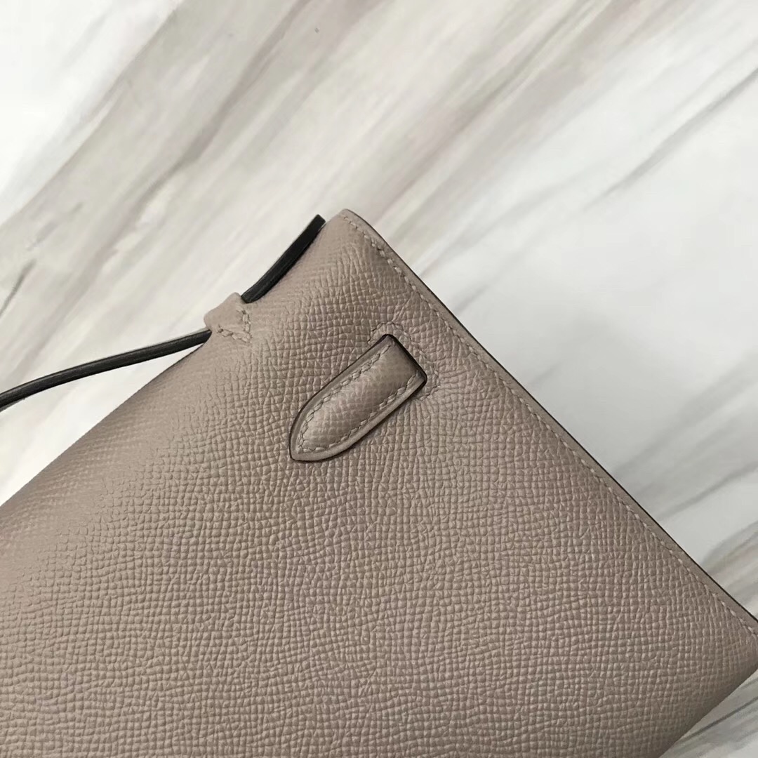 Hermès MiniKelly壹代 pochette Epsom M8沥青灰 Griss Asphalte