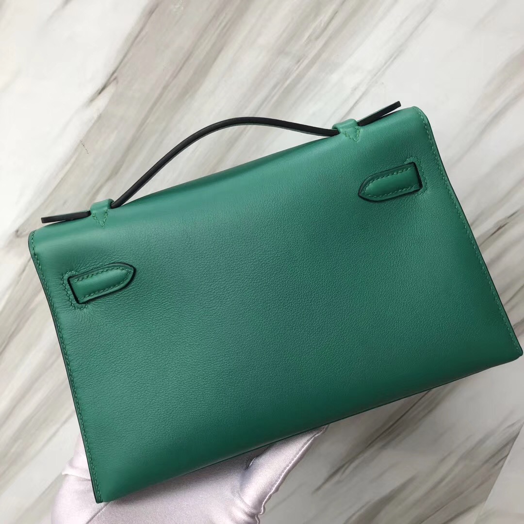 Hermès MiniKelly壹代 (Kelly pochette) Swift calfskin U4 vert vertigo絲絨綠