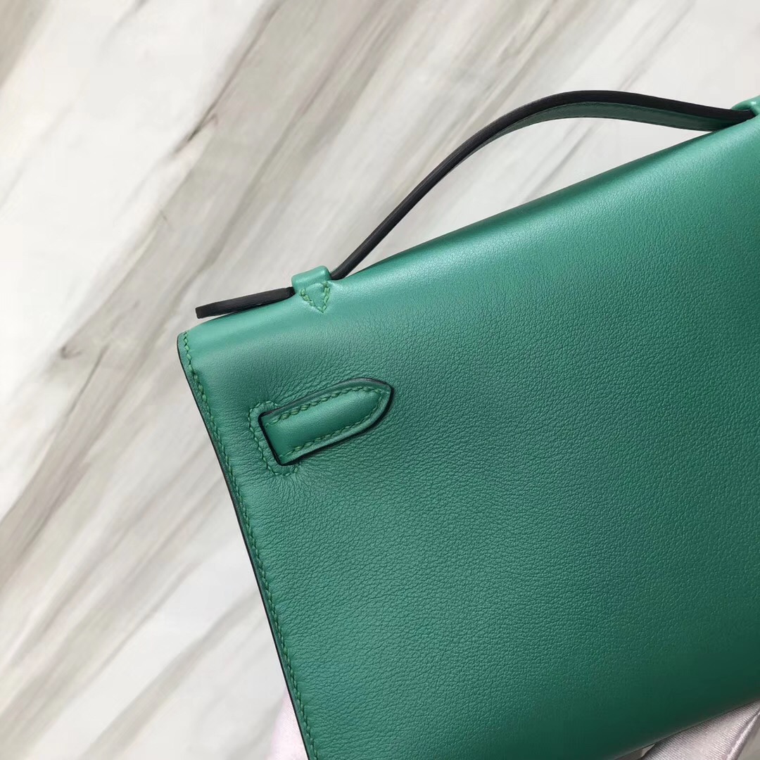 Hermès MiniKelly壹代 (Kelly pochette) Swift calfskin U4 vert vertigo絲絨綠