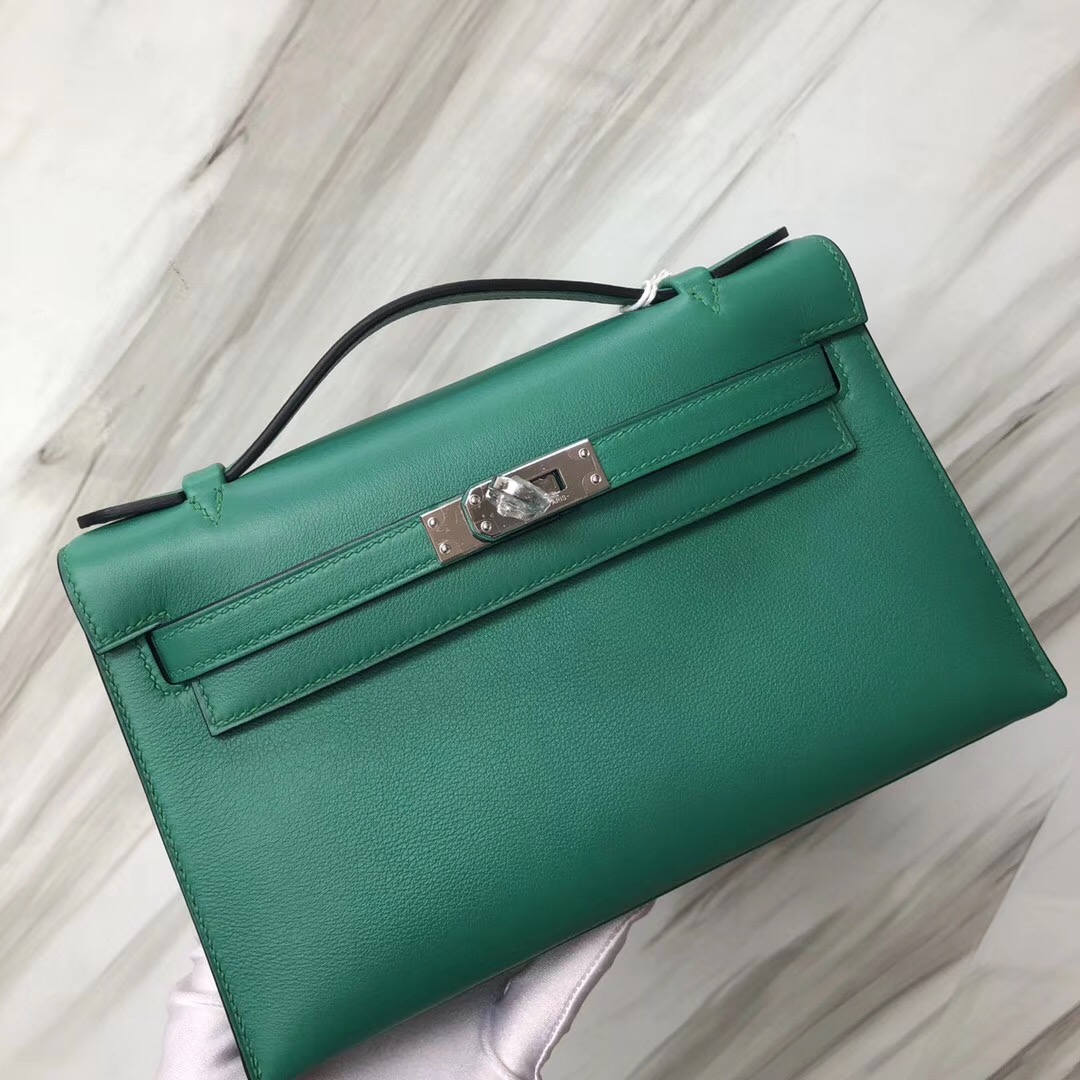 Hermès MiniKelly壹代 pochette U4 vert vertigo 絲絨綠 Swift calfskin