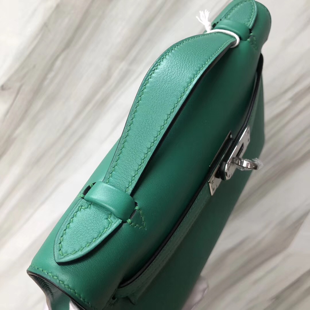 Hermès MiniKelly壹代 pochette U4 vert vertigo 絲絨綠 Swift calfskin