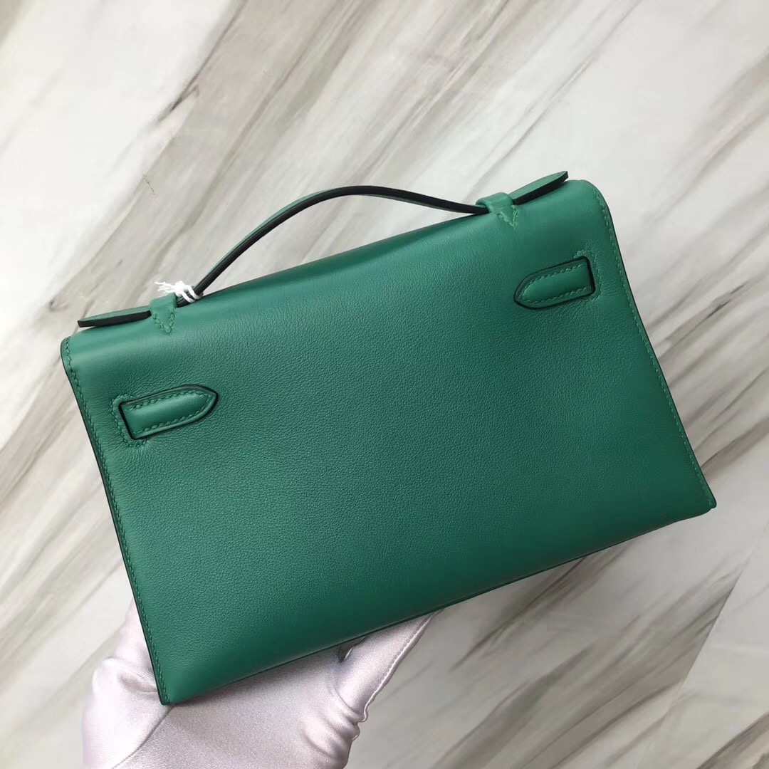 Hermès MiniKelly壹代 pochette U4 vert vertigo 絲絨綠 Swift calfskin