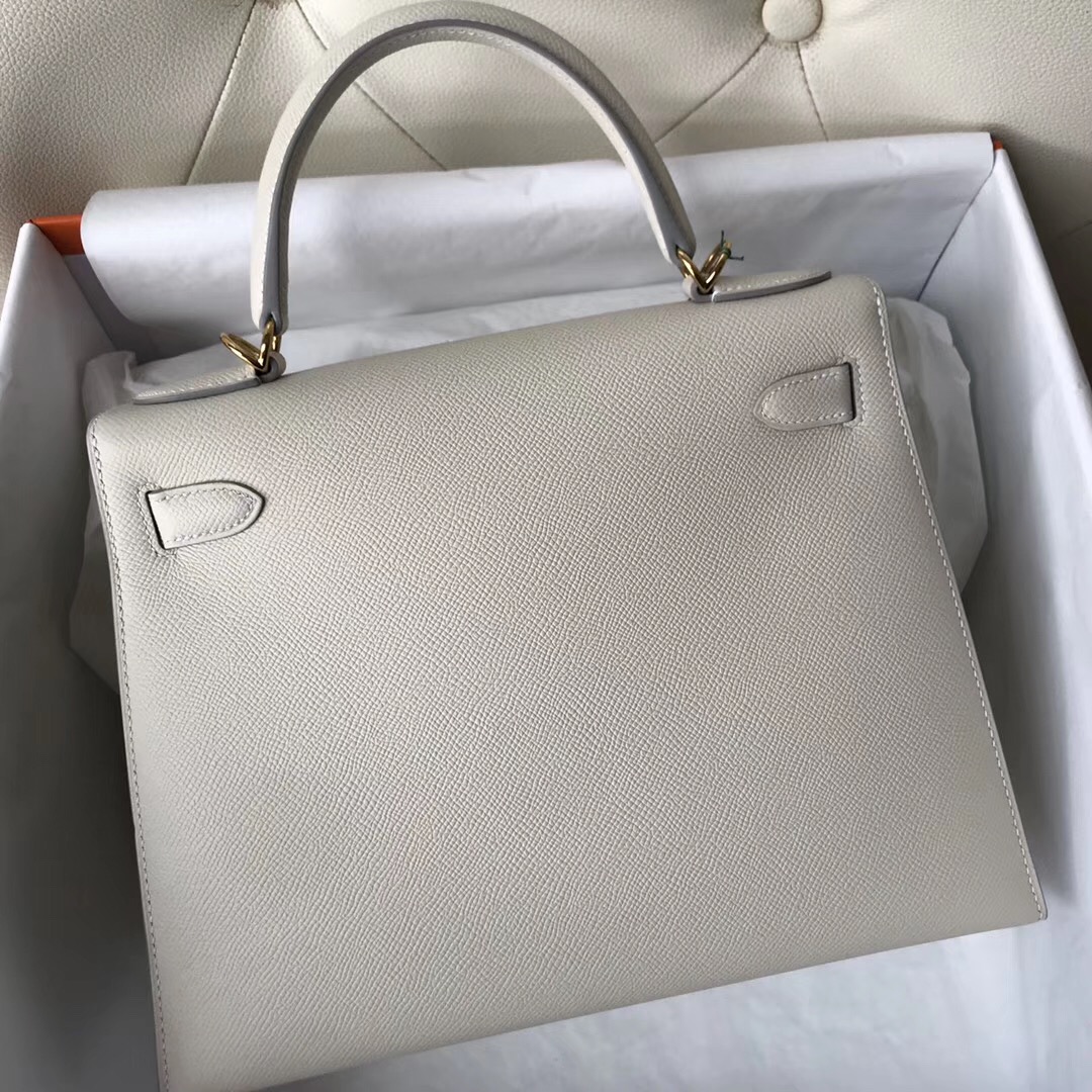 臺北愛馬仕凱莉包官網價格 Hermes Kelly 28cm CK10奶昔白 Craie Epsom