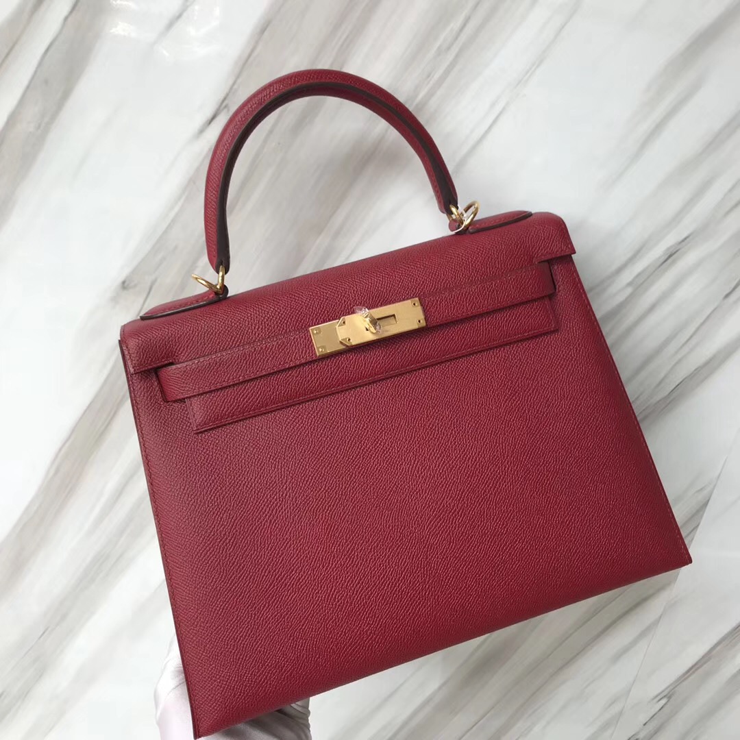 凱莉包臺北官網 Hermes Kelly28cm Epsom K1石榴紅 Rouge grenat