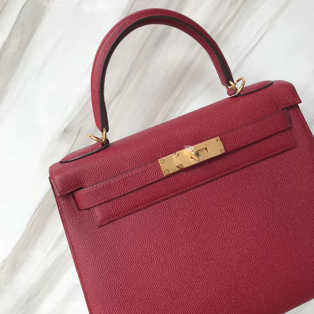 凱莉包臺北官網 Hermes Kelly28cm Epsom K1石榴紅 Rouge grenat