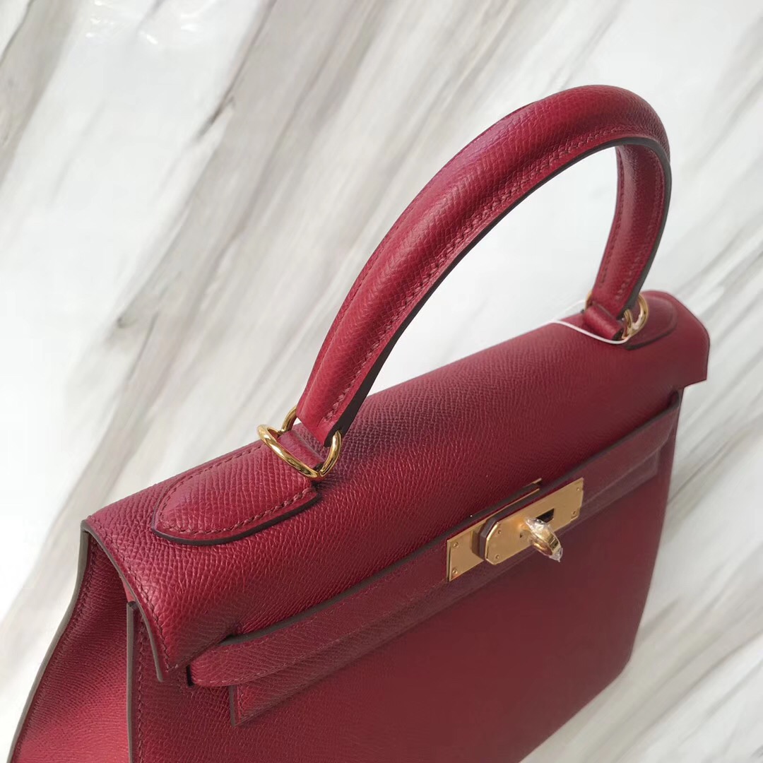 凱莉包臺北官網 Hermes Kelly28cm Epsom K1石榴紅 Rouge grenat