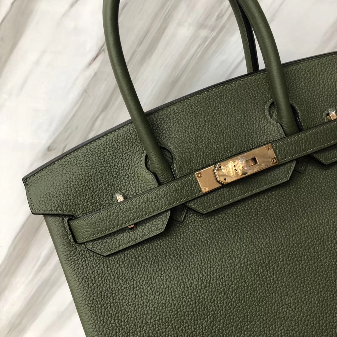 愛馬仕鉑金包 Hermes Birkin 30cm Bag V6 Canopee 叢林綠 Togo皮