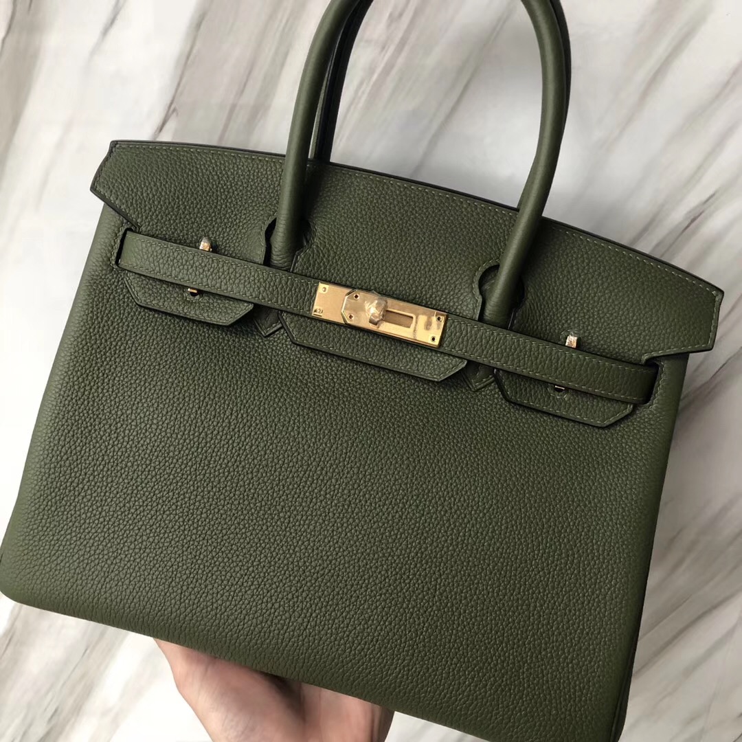 愛馬仕鉑金包 Hermes Birkin 30cm Bag V6 Canopee 叢林綠 Togo皮