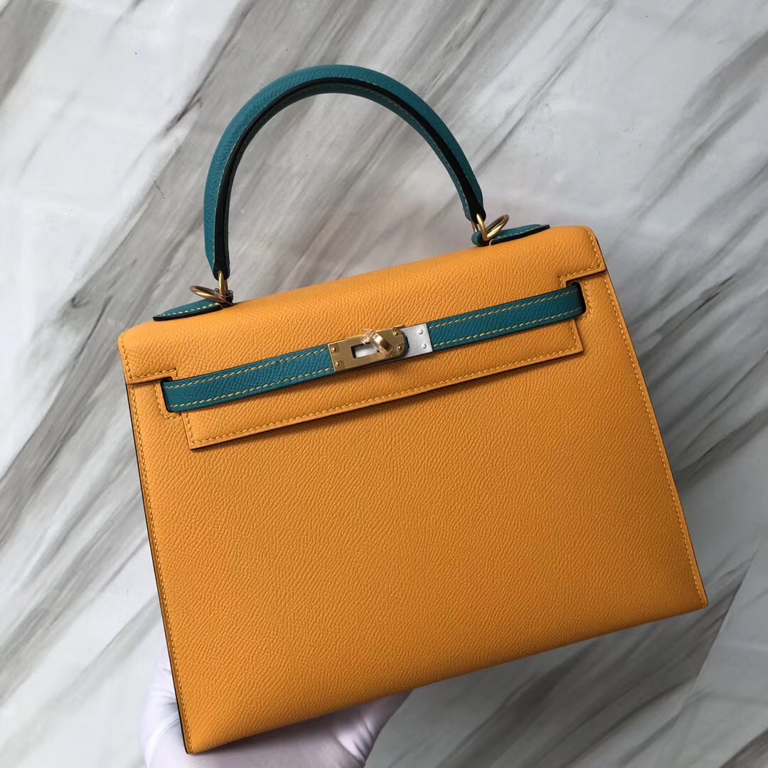 Hermes HSS Kelly 25cm Epsom 9V Jaune Dor 太陽黃 7F Bleu Paon 孔雀藍