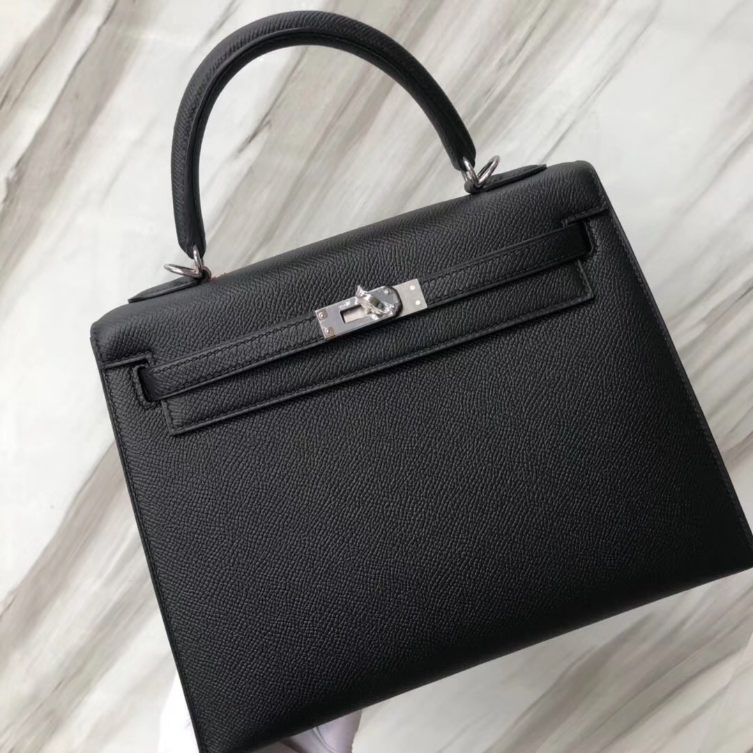 愛馬仕外縫凱莉包 Hermès handbag Kelly 25cm CK89黑色 Noir Black