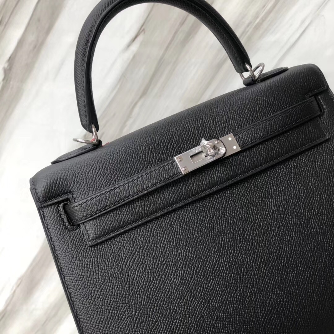 愛馬仕外縫凱莉包 Hermès handbag Kelly 25cm CK89黑色 Noir Black