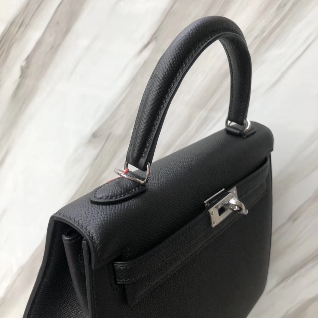 愛馬仕外縫凱莉包 Hermès handbag Kelly 25cm CK89黑色 Noir Black