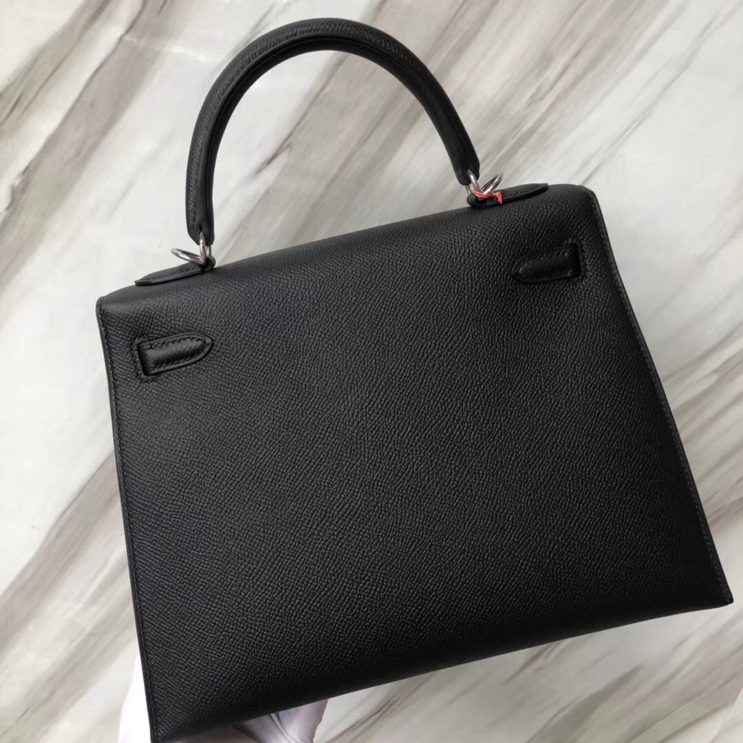 愛馬仕外縫凱莉包 Hermès handbag Kelly 25cm CK89黑色 Noir Black