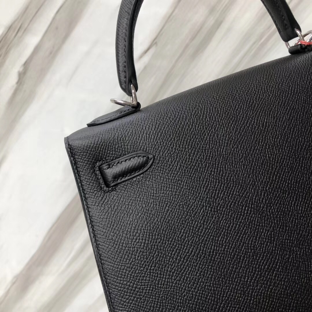 愛馬仕外縫凱莉包 Hermès handbag Kelly 25cm CK89黑色 Noir Black