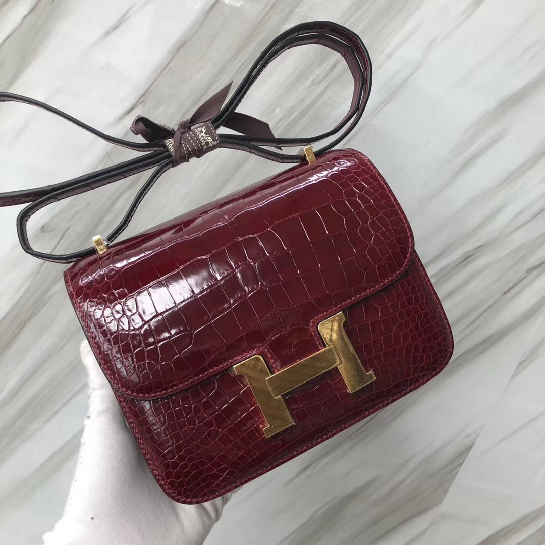 康斯坦斯 Hermes Constance 19cm CK57波爾多酒紅 Bordeaux 美洲鱷