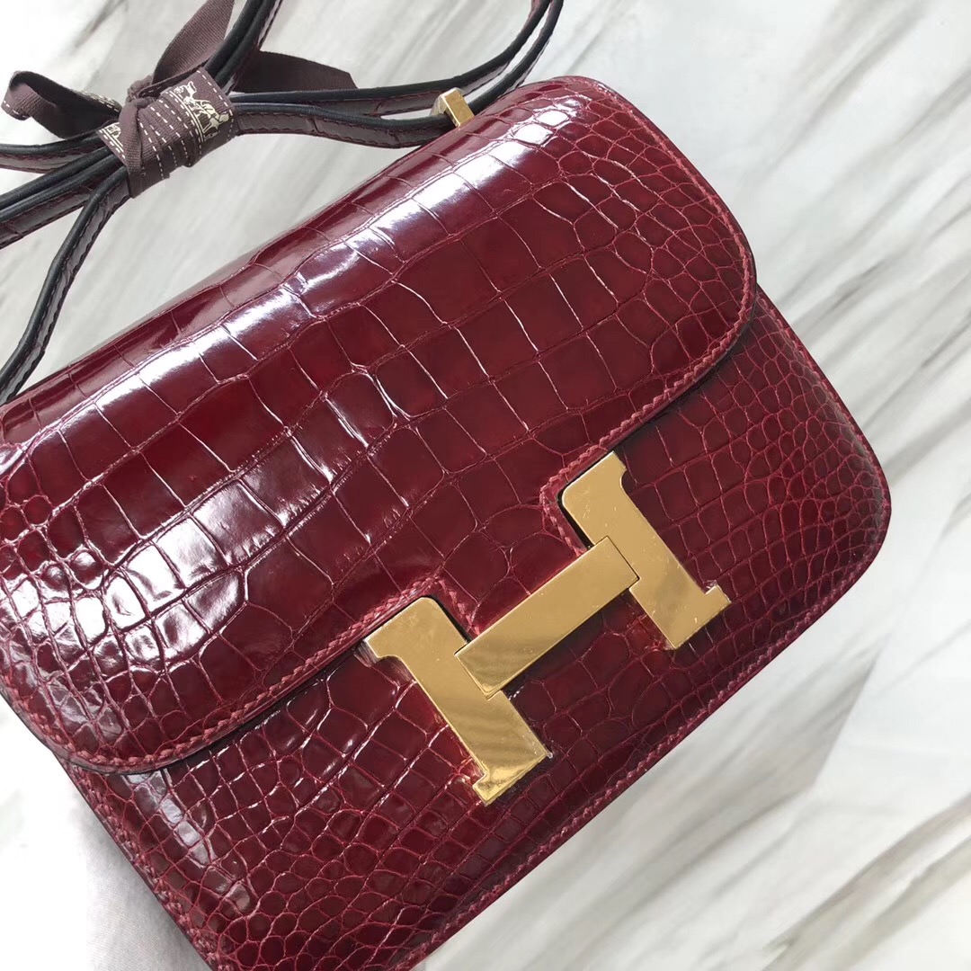 康斯坦斯 Hermes Constance 19cm CK57波爾多酒紅 Bordeaux 美洲鱷