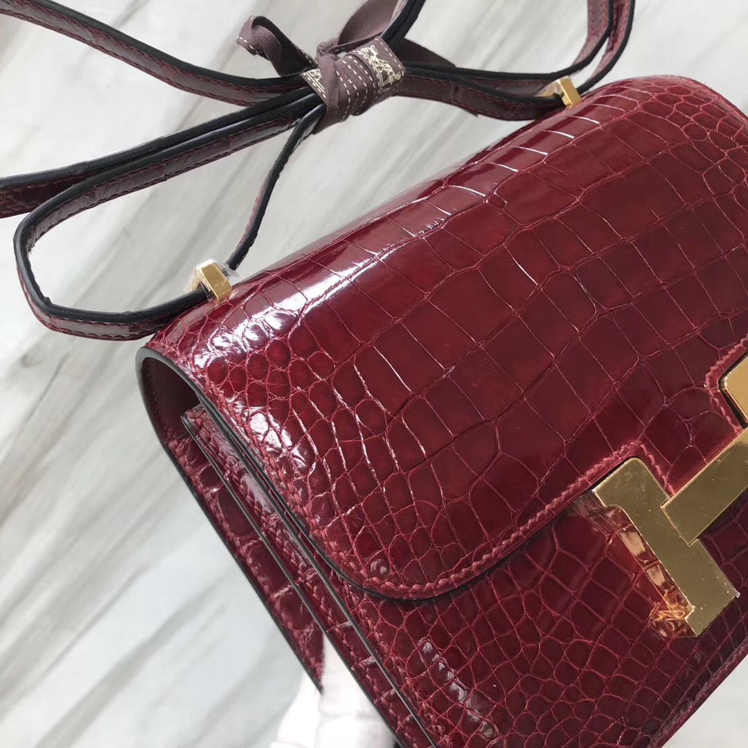 康斯坦斯 Hermes Constance 19cm CK57波爾多酒紅 Bordeaux 美洲鱷