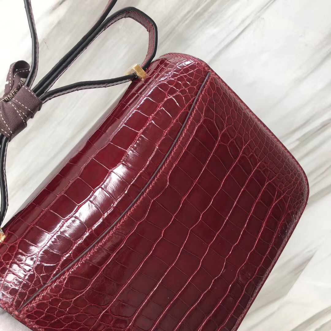 康斯坦斯 Hermes Constance 19cm CK57波爾多酒紅 Bordeaux 美洲鱷