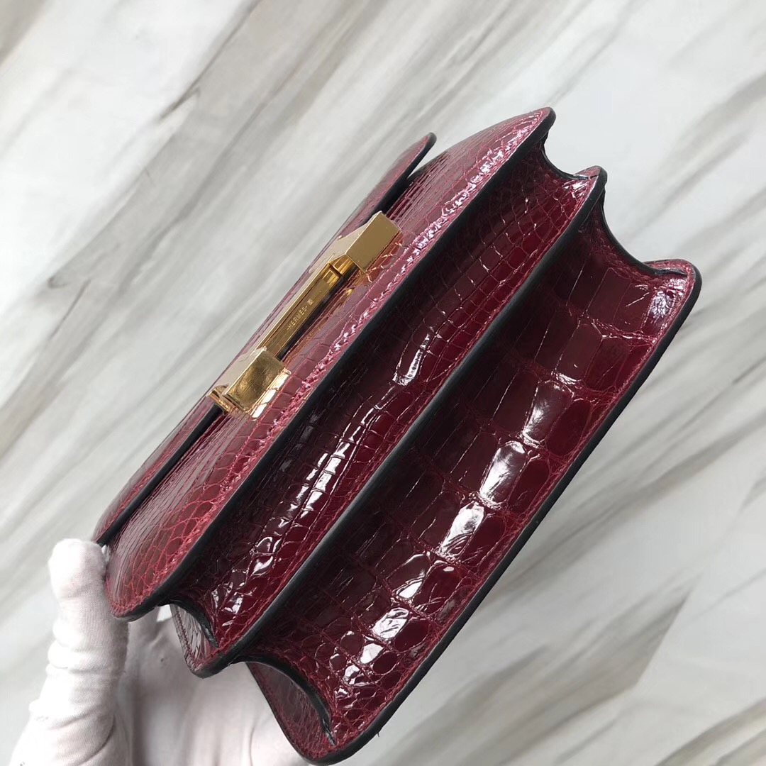 康斯坦斯 Hermes Constance 19cm CK57波爾多酒紅 Bordeaux 美洲鱷