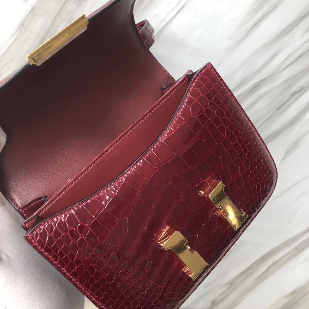 康斯坦斯 Hermes Constance 19cm CK57波爾多酒紅 Bordeaux 美洲鱷