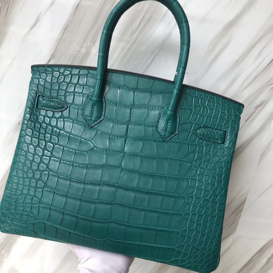 Hermès 7F孔雀藍 Blue paon Birkin 30cm Matte alligator crocodile