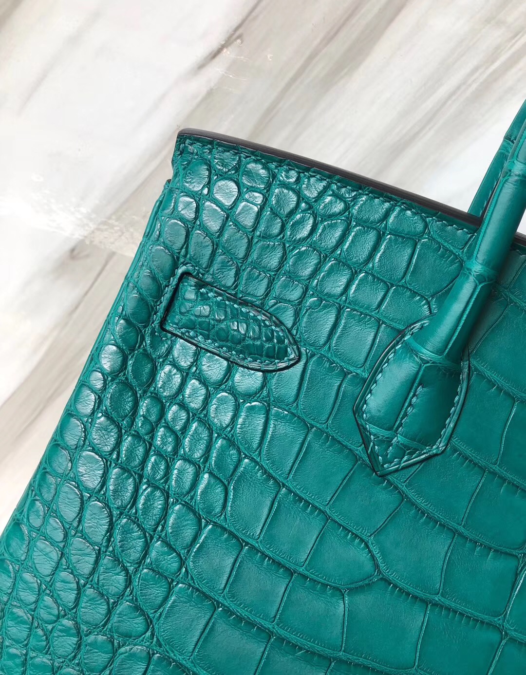Hermès 7F孔雀藍 Blue paon Birkin 30cm Matte alligator crocodile