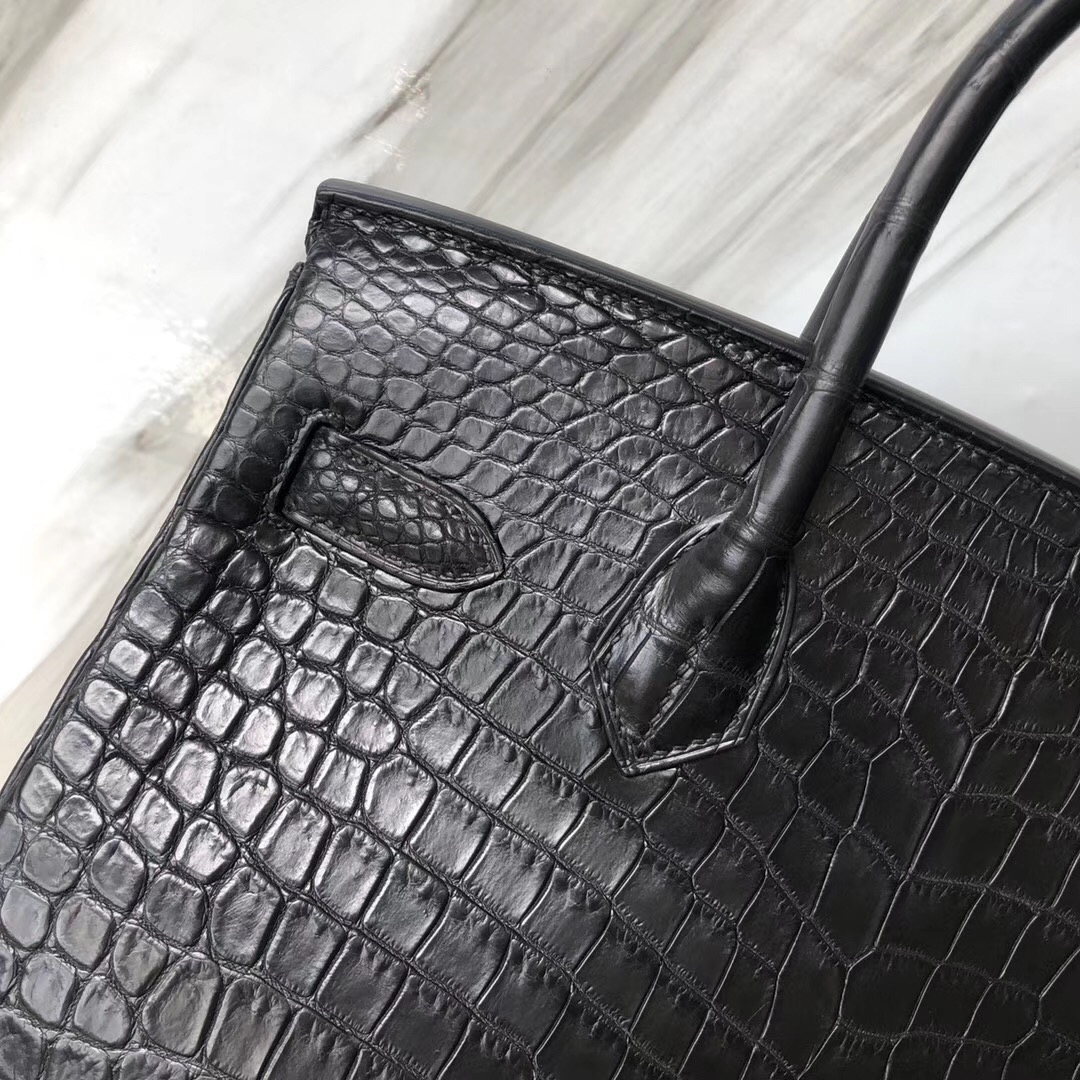 Hermès Handbags Birkin 30cm Matte porosus crocodile CK89黑色