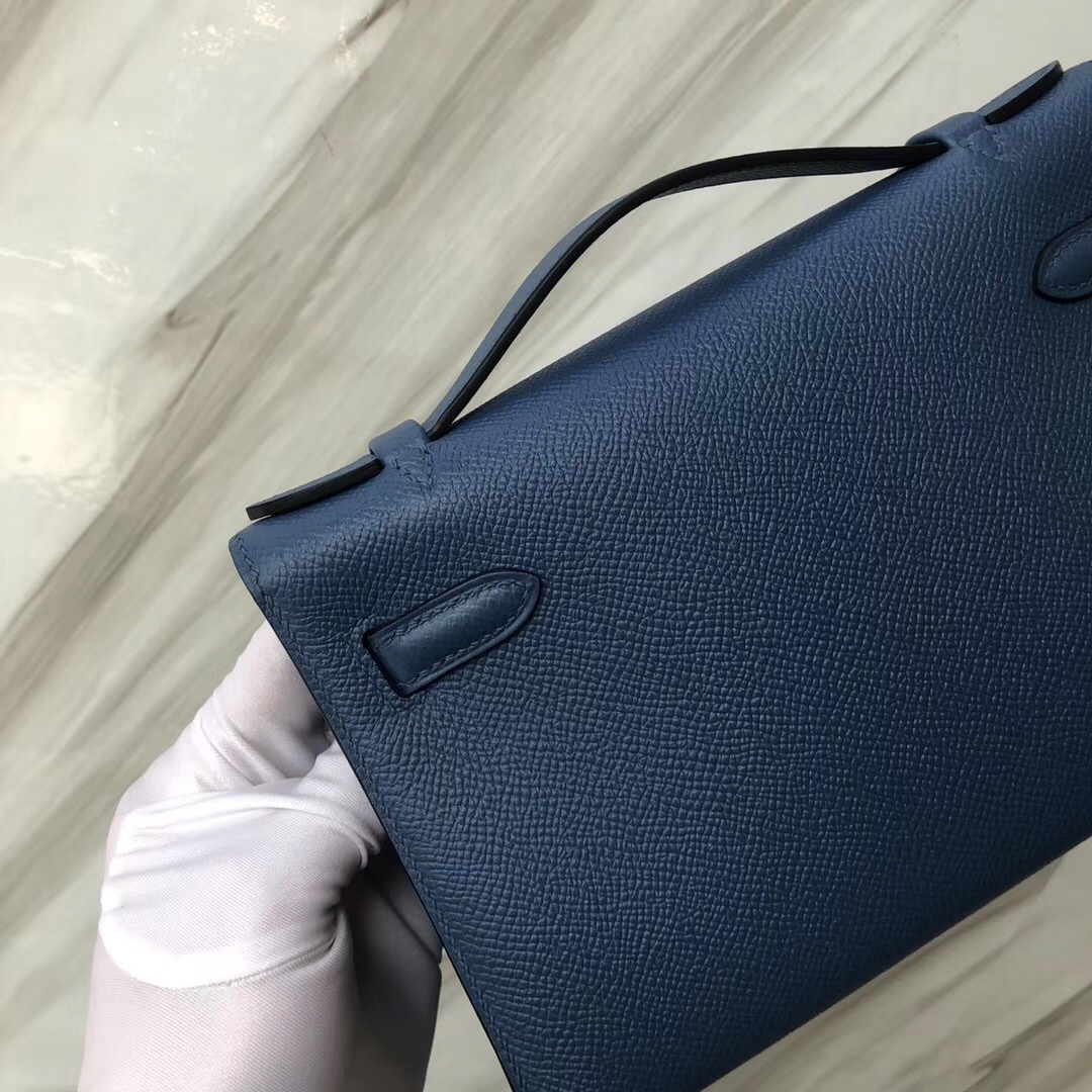 Hong Kong Hermès Minikelly pochette R2瑪瑙藍 Blue agate Epsom