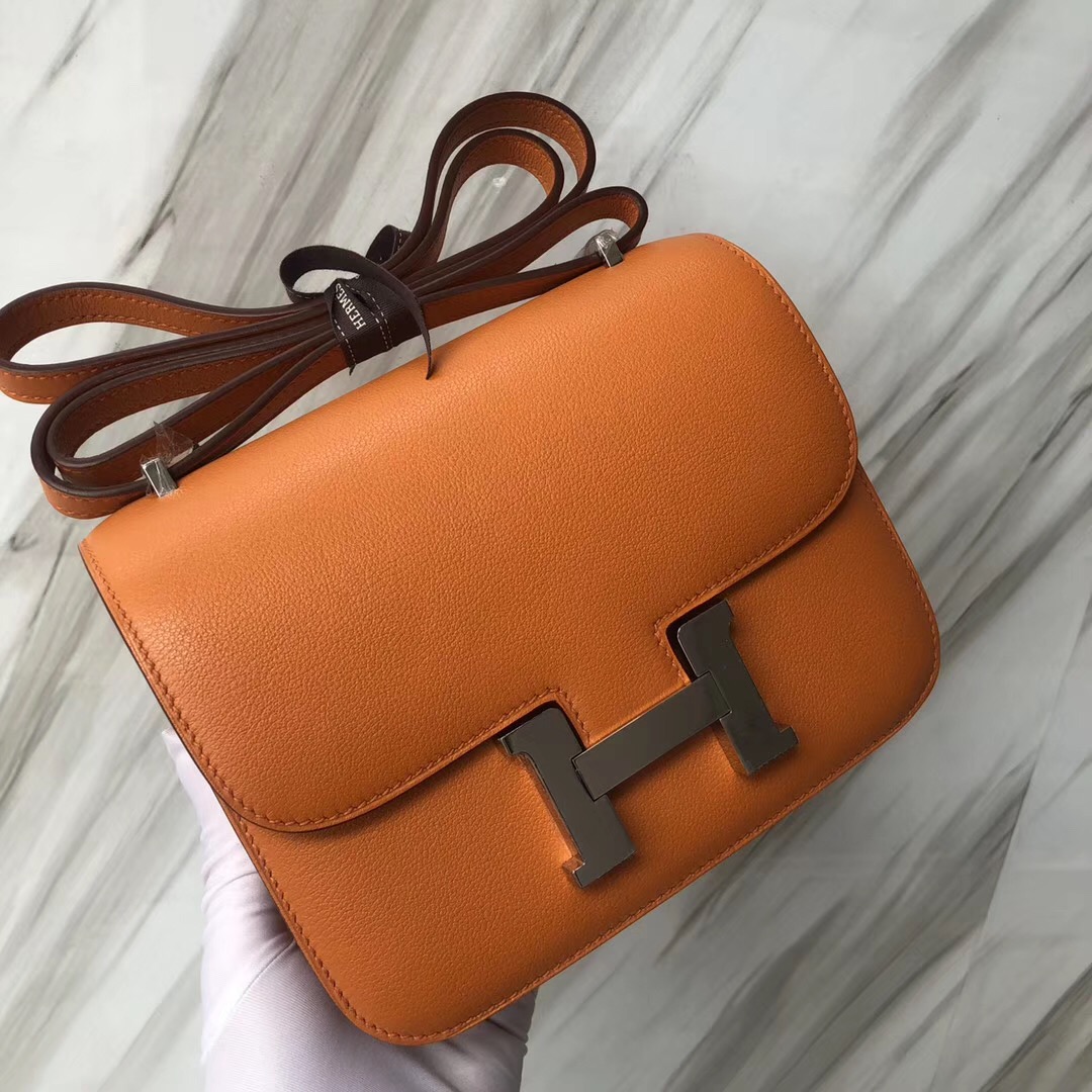 Malaysia Hermes i9杏黃色 Airport Constance 19cm everycolor  銀扣