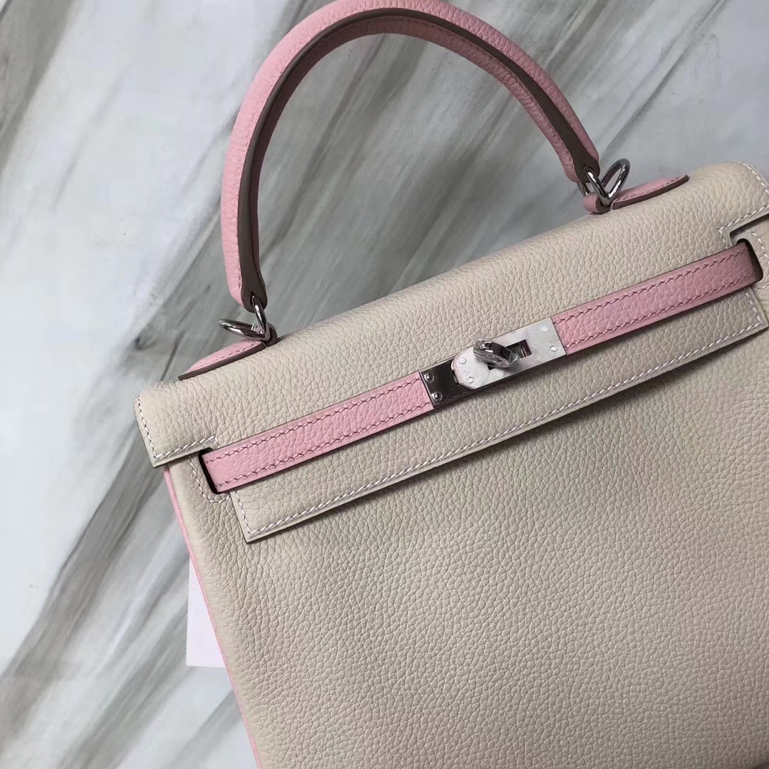 Hermes Kelly HSS 25cm Togo CK10奶昔白 Craie/3Q Rose Sakura 芭比粉