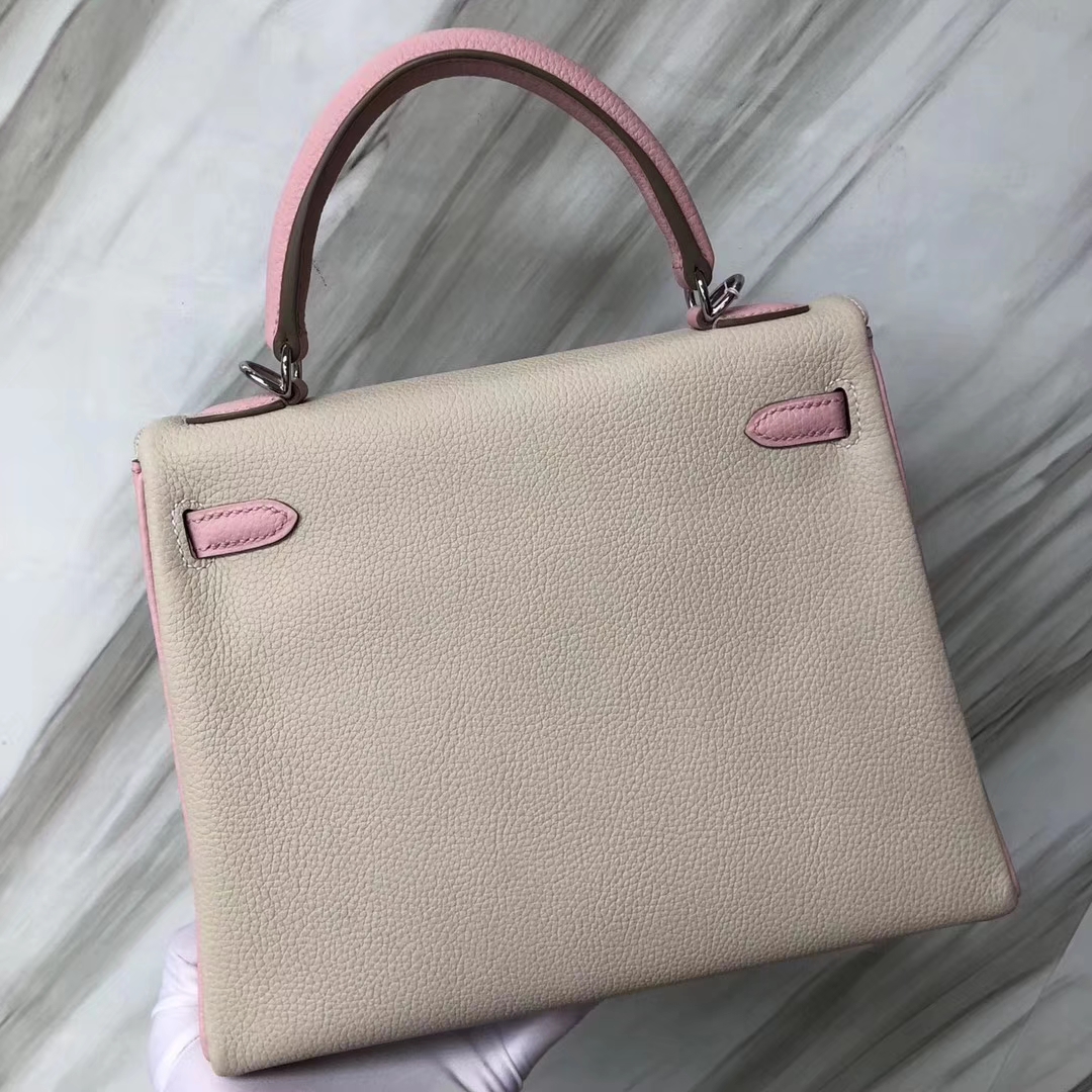 Hermes Kelly HSS 25cm Togo CK10奶昔白 Craie/3Q Rose Sakura 芭比粉