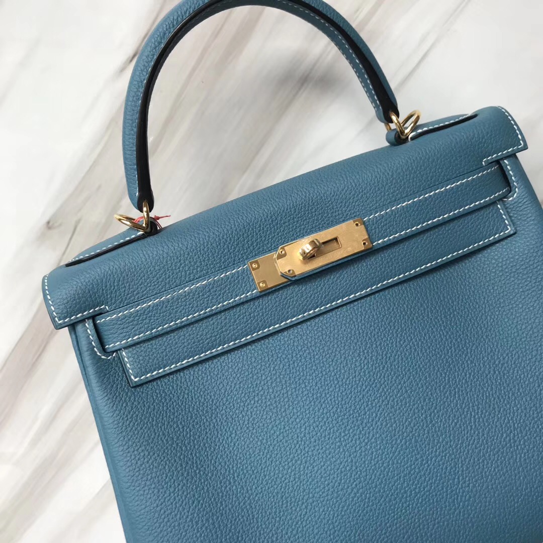 臺北愛馬仕麗晶精品專賣店 Hermes Kelly 28cm Togo CK75牛仔藍 Blue Jean