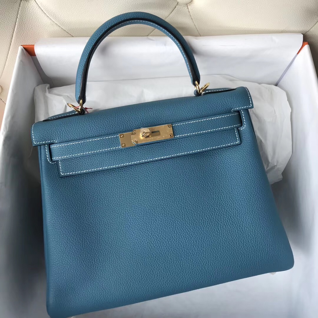 臺北愛馬仕麗晶精品專賣店 Hermes Kelly 28cm Togo CK75牛仔藍 Blue Jean