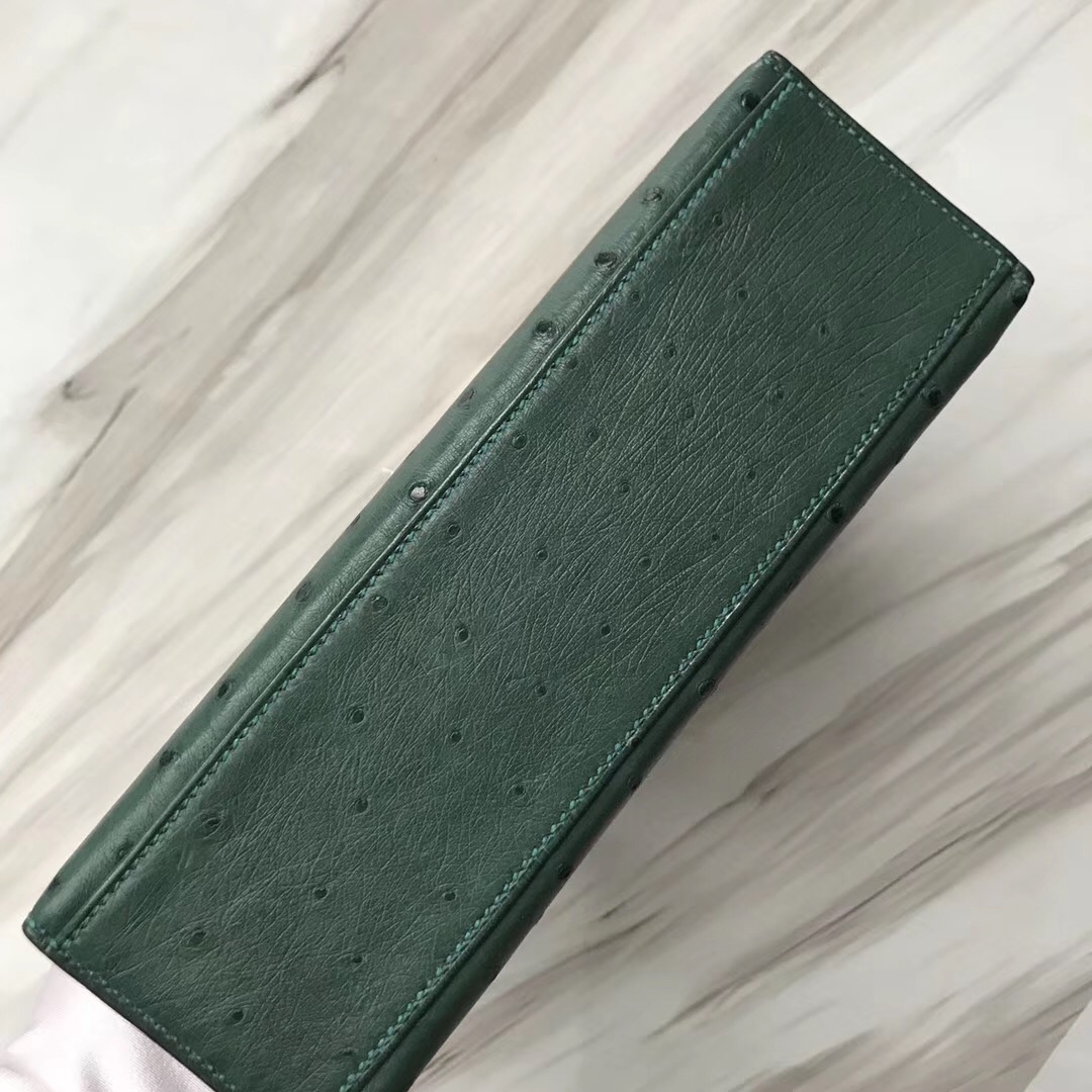 Hermes MiniKelly Pochette Z6孔雀綠 malachite Ostrich KK 南非鴕鳥皮