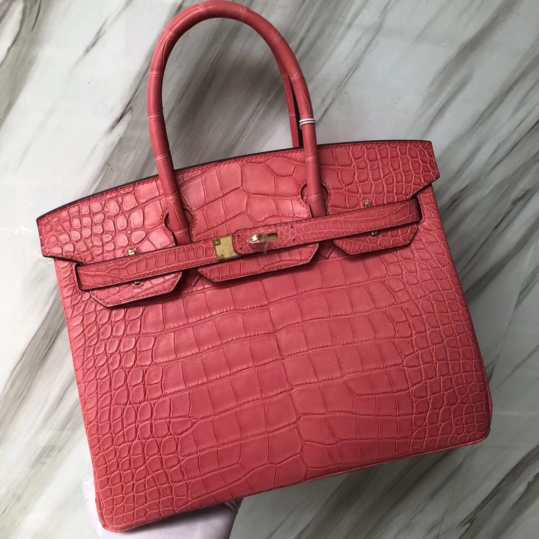 Hermes Birkin 30cm A5 Bouganinviller 杜鵑紅 Matte alligator crocodile美洲鱷