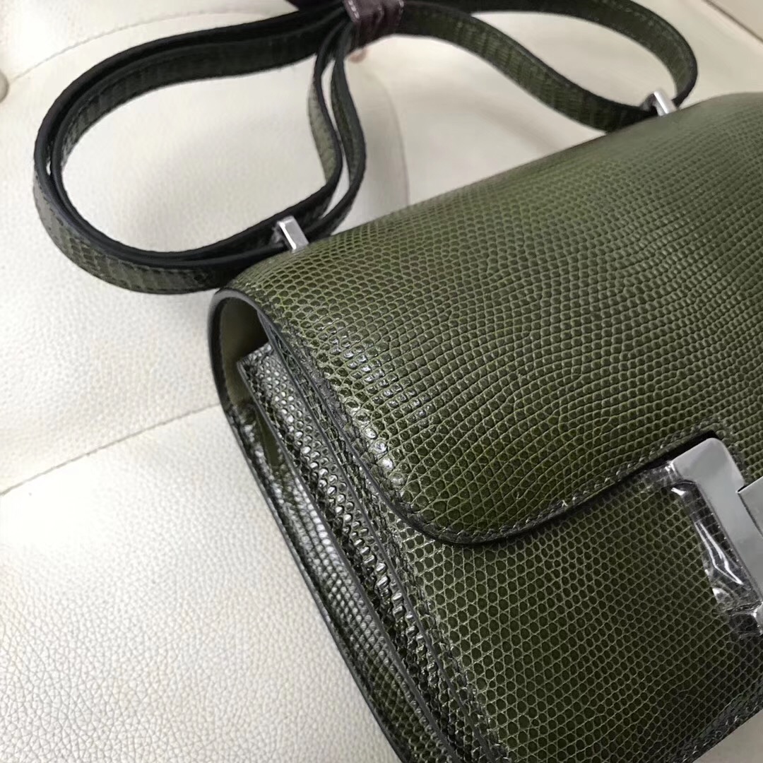 愛馬仕康斯坦斯包 Hermes Constance 19cm Lizard 61橄欖綠 Vert Olive