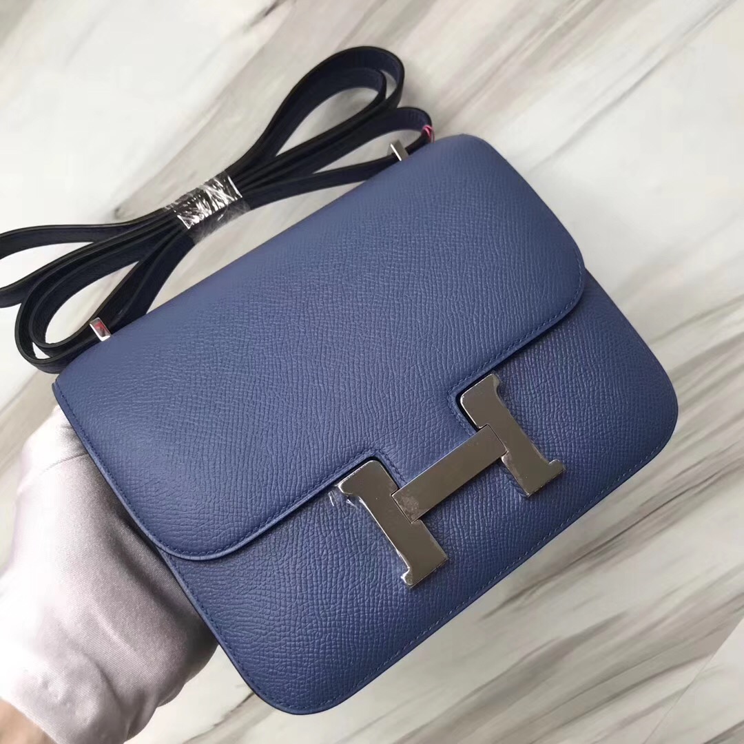 香港愛馬仕官網站 Hermes Constance19cm Epsom 7E明藍色Blue Brighton