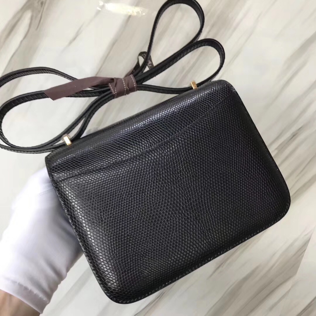 臺灣康康包 愛馬仕Hermes constance 19cm mini CK89黑色 black Lizard蜥蜴皮